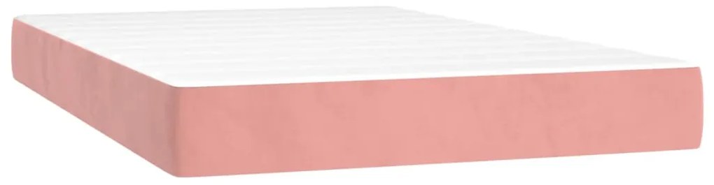 Cama box spring c/ colchão/LED 120x200 cm veludo rosa