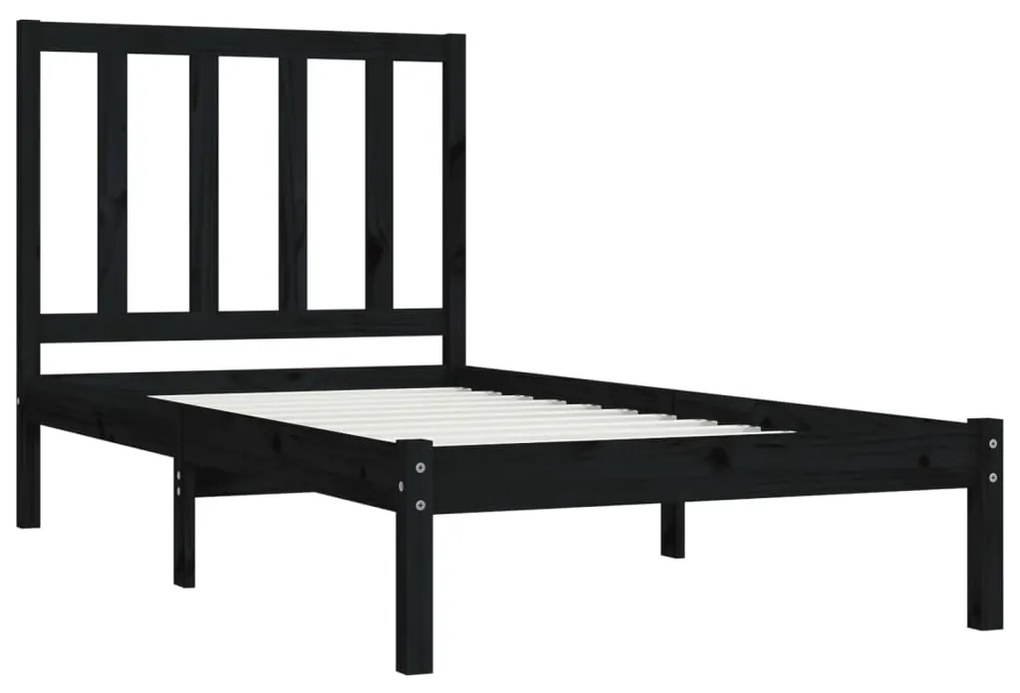 Estrutura de cama 100x200 cm pinho maciço preto