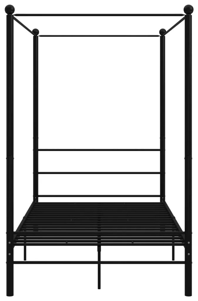 Estrutura de cama com dossel 140x200 cm metal preto
