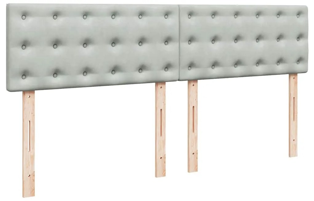 Cama com molas/colchão 200x200 cm veludo cinzento-claro