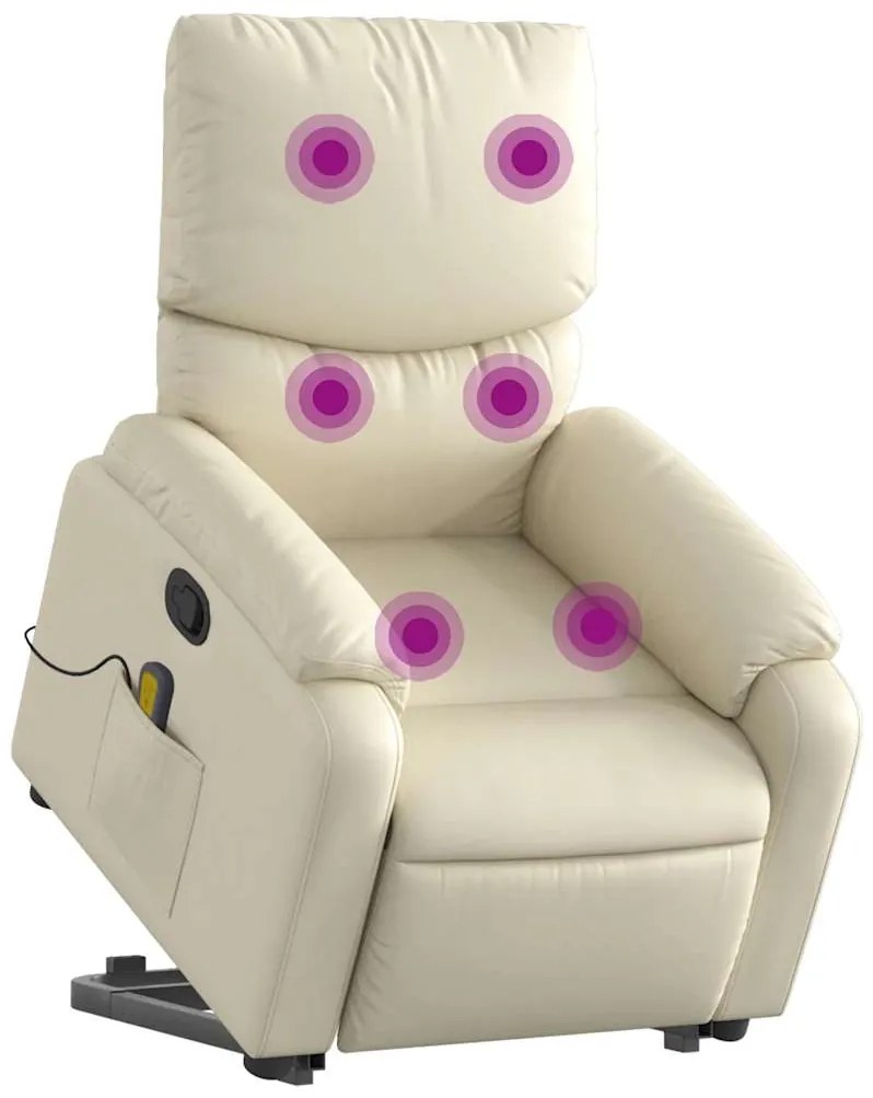 Poltrona reclinável de massagens couro artificial cor creme