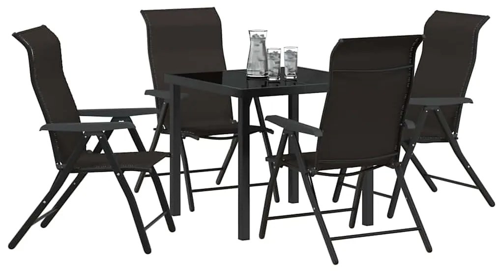 Conjunto de Jantar de Jardim 5 Peças em Rattan Sintético Preto
