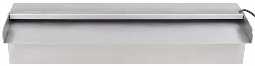 Fonte para piscina retangular com LEDs 45 cm aço inoxidável
