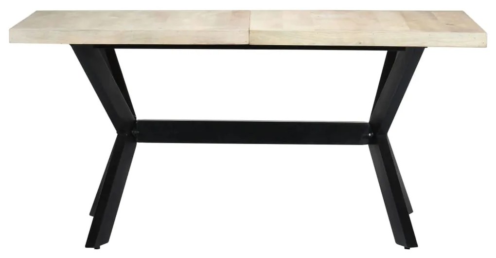 Mesa de jantar 160x80x75 cm madeira de mangueira maciça branco