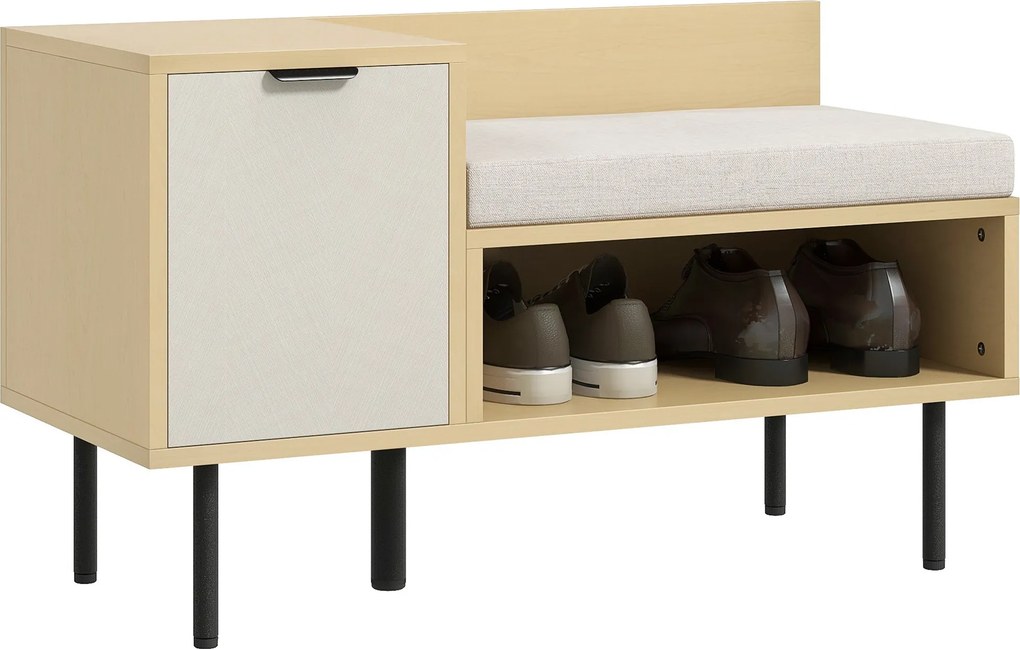 Banco Sapateira com Almofada – Oslo – 80x35x47 cm – Madeira Natural e
