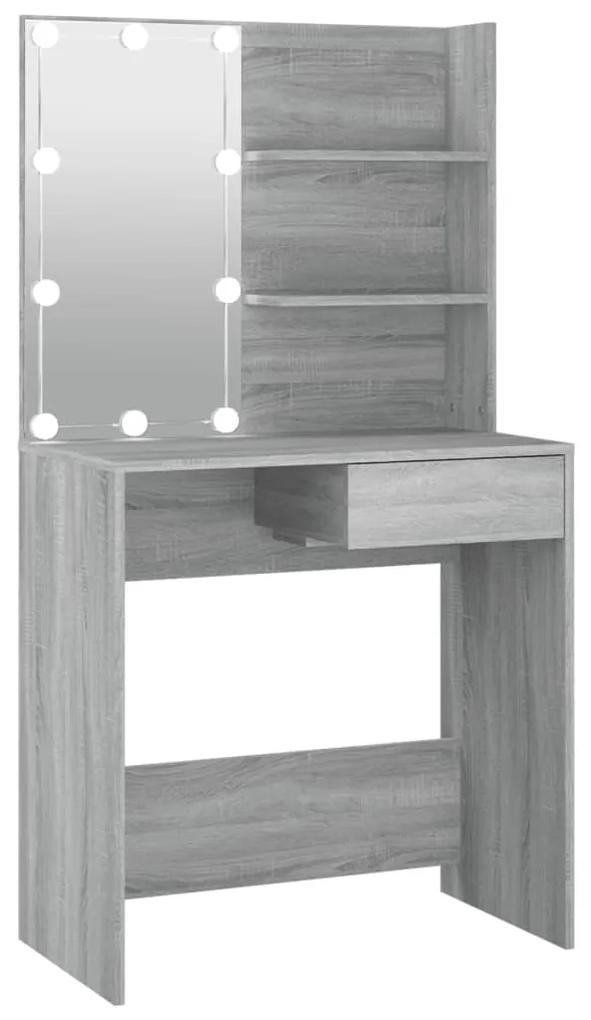 Toucador Elma com Espelho e Luzes LED - Cinzento - Design Moderno