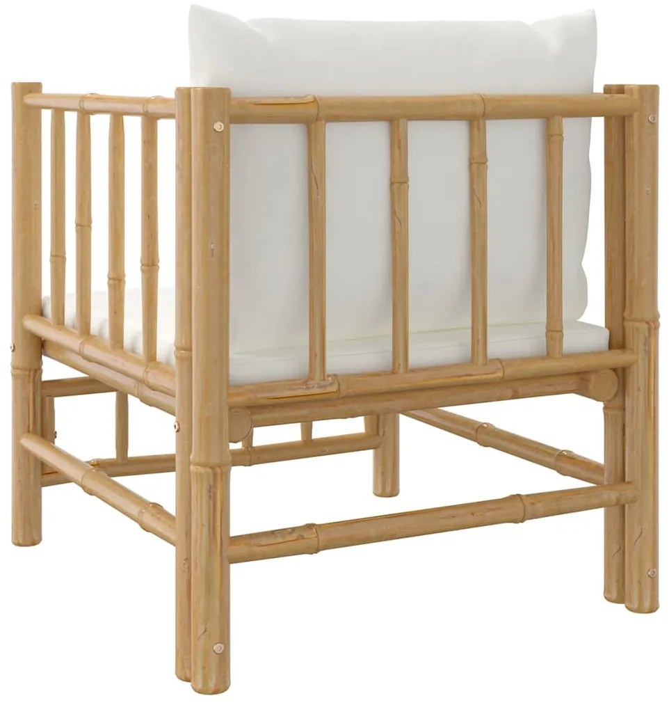 Sofá de jardim bambu com almofadões branco nata