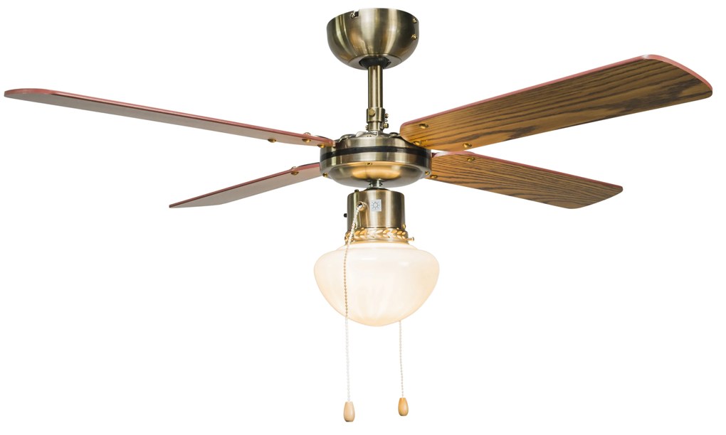 Ventilador de teto industrial com lâmpada 100 cm madeira - Vento Retro