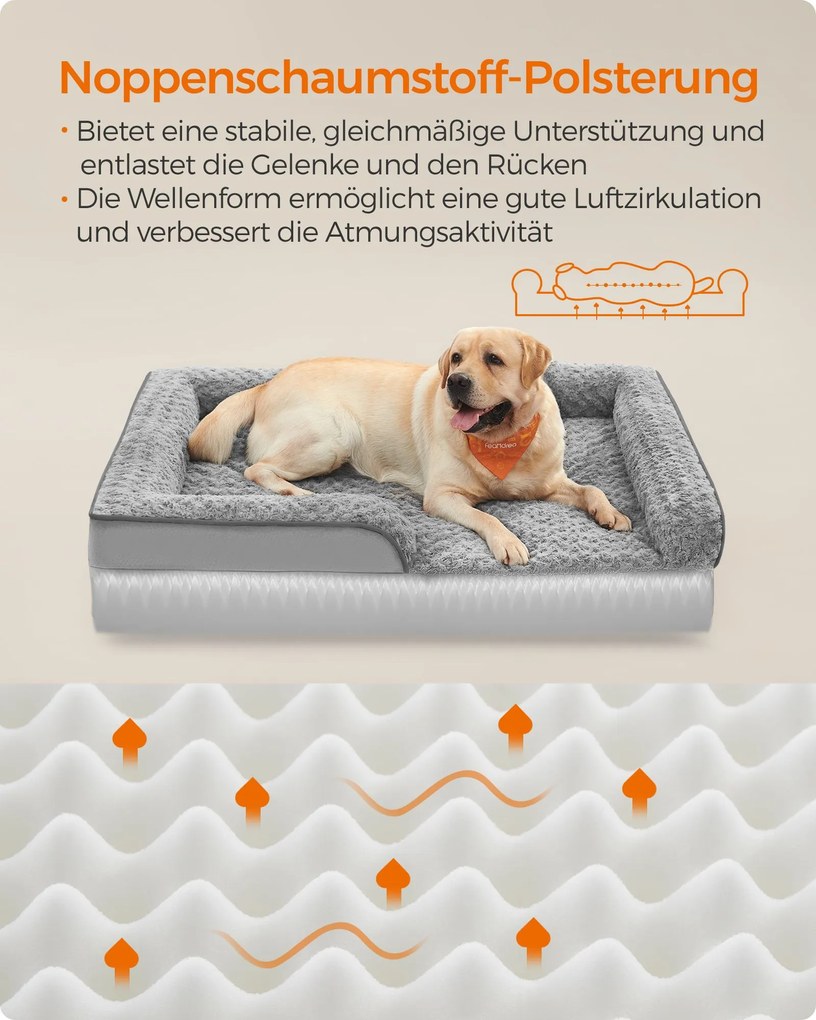 Cama ortopédica para cães de grande porte 122 x 89 x 18 cm cinzento