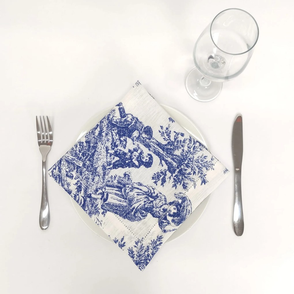 Individual/Guardanapo Linho COL Toile de Jouy Blue