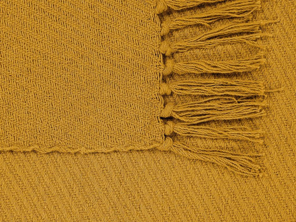 Manta de algodão amarelo mostarda 125 x 150 cm YARSA Beliani