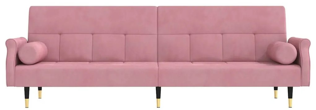 Sofá-cama com almofadões veludo rosa