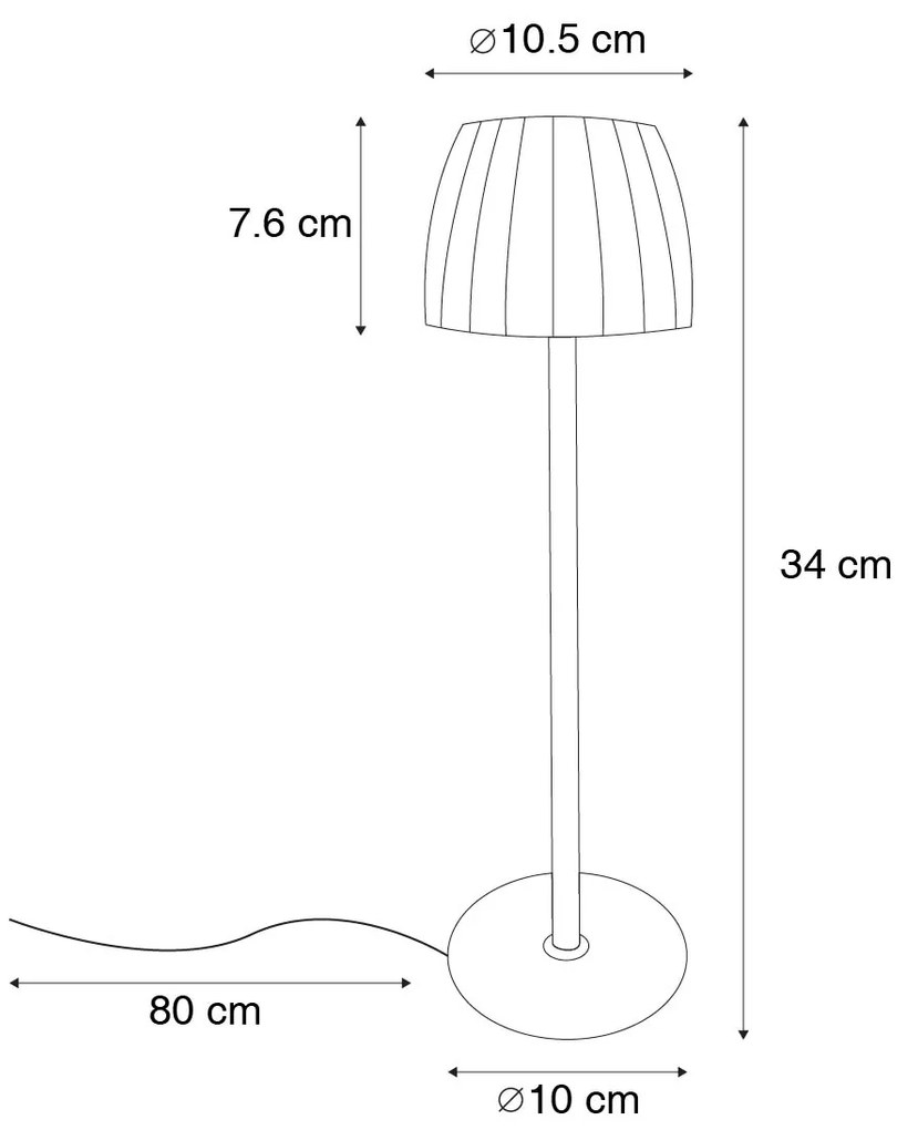 LED Candeeiro de mesa preto regulável em 3 níveis de Kelvin recarregável - Dolce Moderno