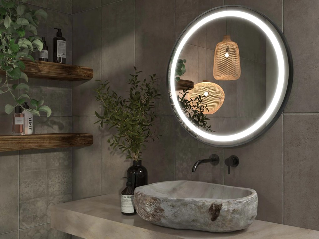 Espelho LED com moldura para casa de banho C4
