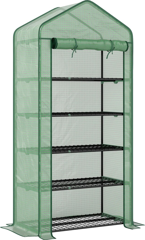 Outsunny Estufa de Jardim de 5 Prateleiras com 1 Porta com Fecho de Correr para Cultivo de Plantas em Terraço 90x49x193 cm Verde | Aosom Portugal