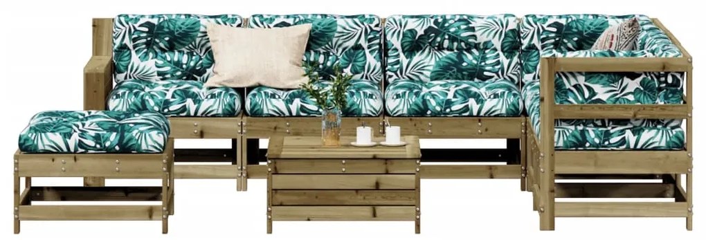 8 pcs conjunto lounge de jardim c/ almofadões pinho impregnado