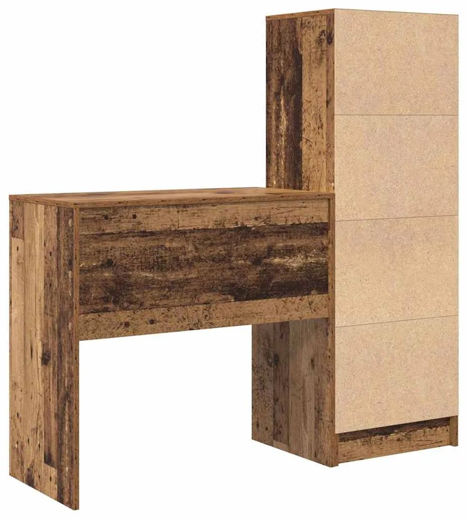 Mesa com Armazenamento Madeira Velha Madeira Composta