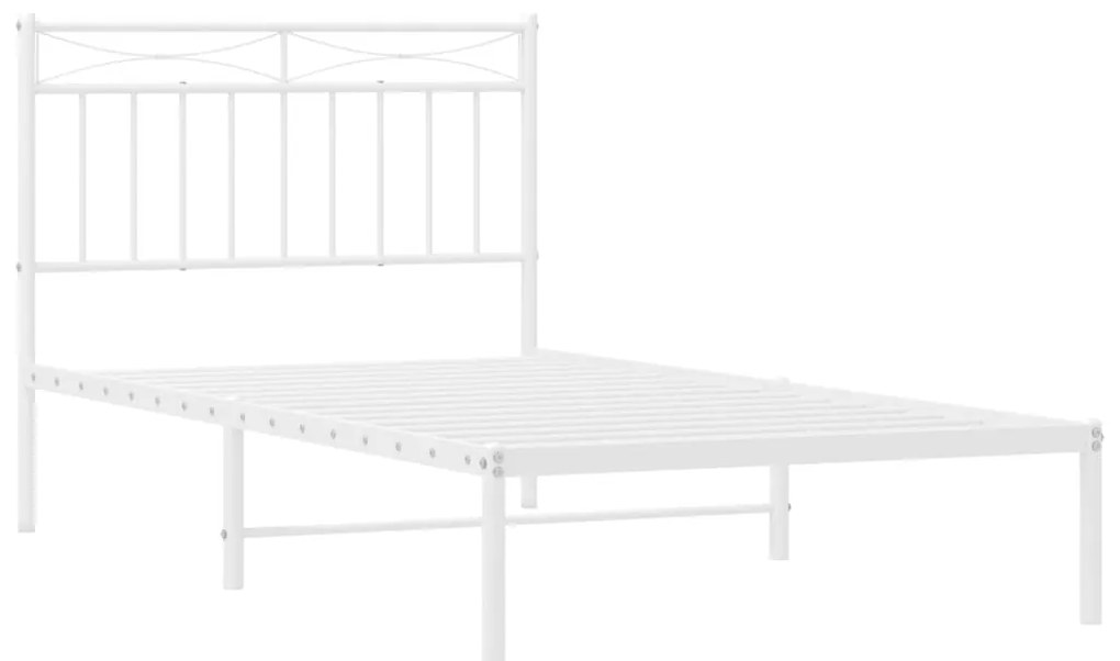 Estrutura de cama com cabeceira 100x190 cm metal branco