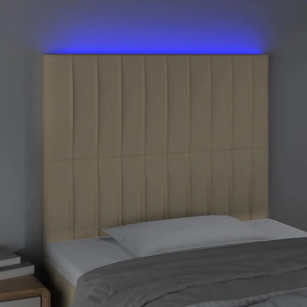 Cabeceira de cama c/ LED tecido 80x5x118/128cm crème