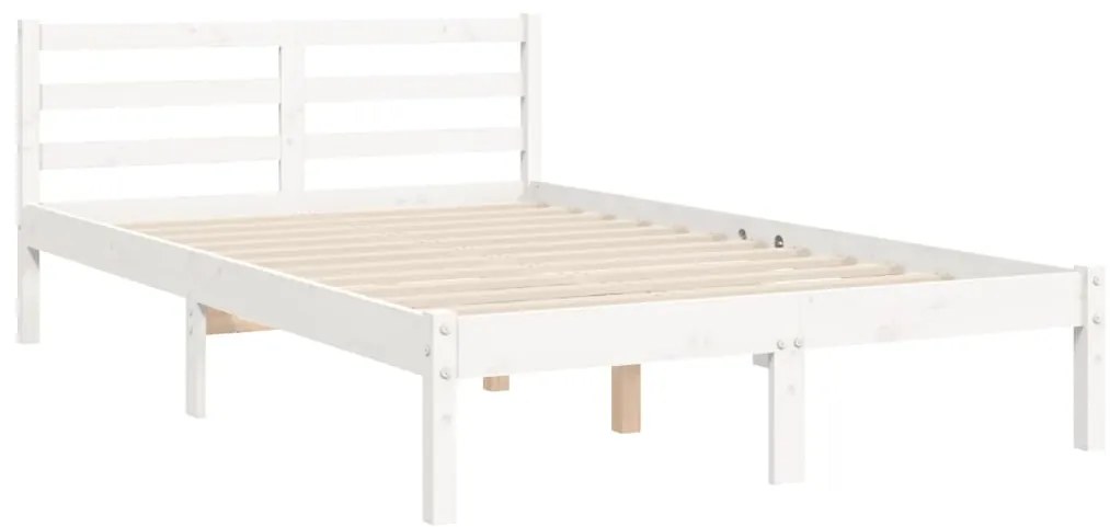 Estrutura de cama com cabeceira 120x200cm madeira maciça branco