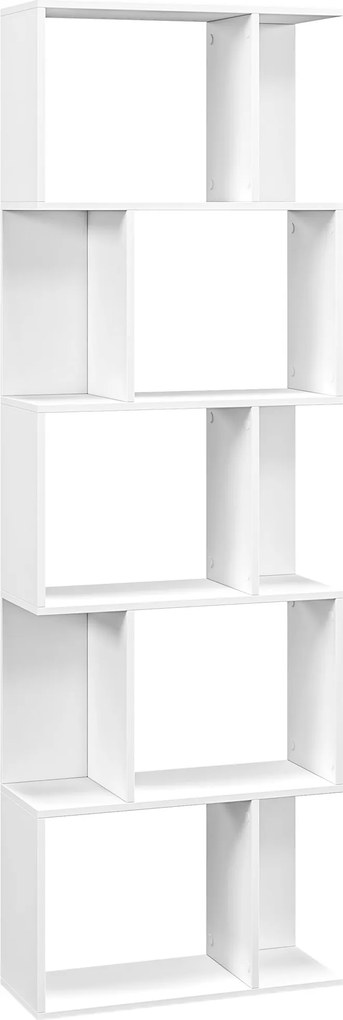 HOMCOM Estante de 5 Níveis em Forma de S com 10 Prateleiras para Quarto Escritório Sala 60x24x184,5 cm Branco | Aosom Portugal