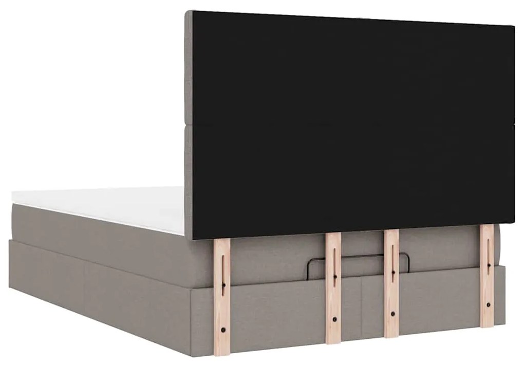 Estrutura de cama otomana com colchão tecido cinzento 140x200cm