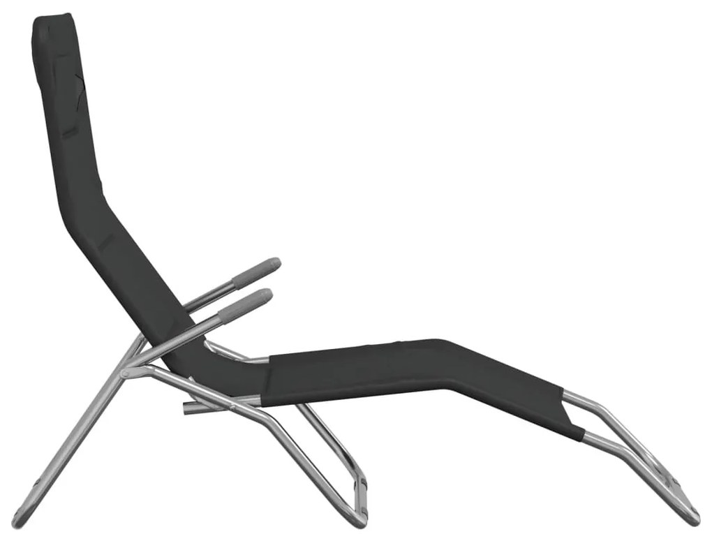 Espreguiçadeiras dobráveis 2 pcs textilene e aço preto