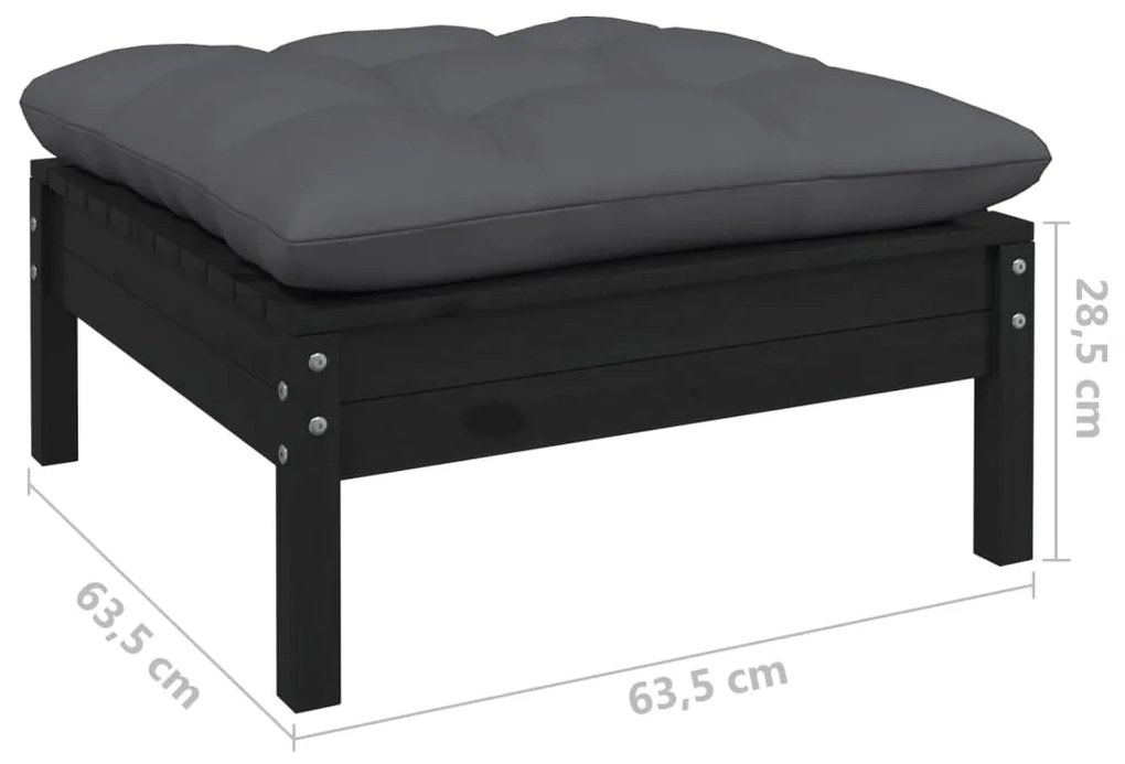 3 pcs conjunto lounge de jardim c/ almofadões pinho maciço