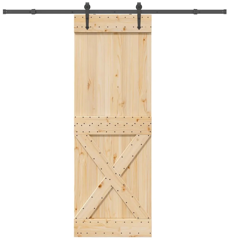 VidaXL Porta de correr com ferragens 80x210 cm madeira de pinho maciça