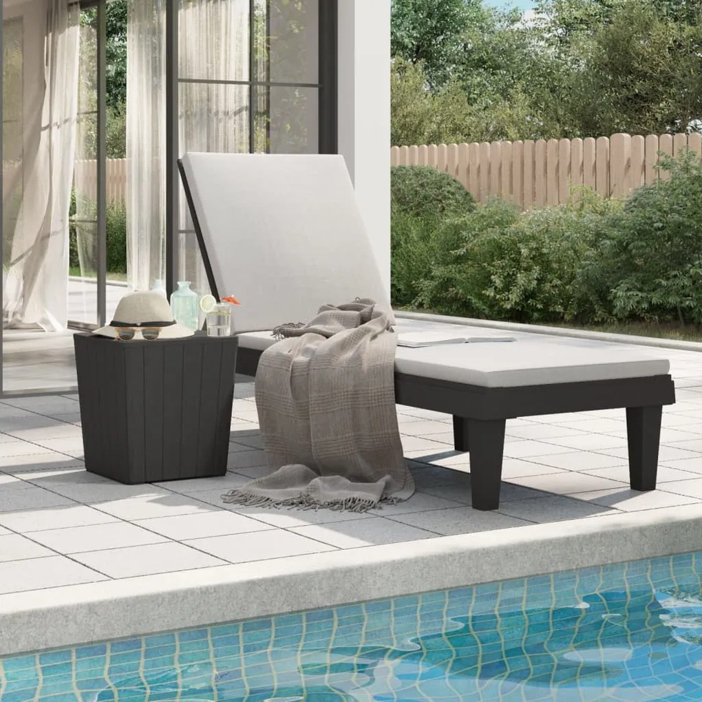 vidaXL Espreguiçadeira 155x58x83 cm polipropileno preto