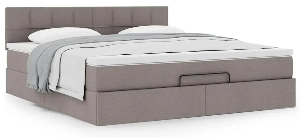 Estrutura de cama otomana com colchão tecido cinzento 160x200cm