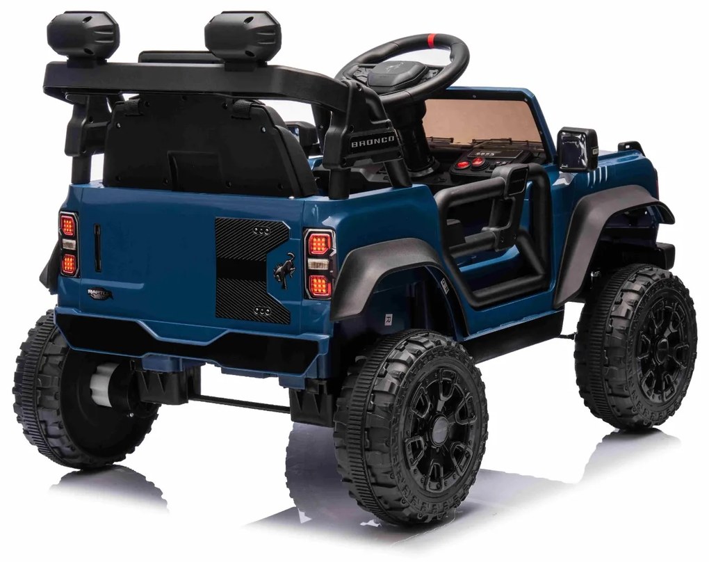 Carro elétrico para crianças 12V Ford Bronco com tração traseira, licenciado (1 Lugar) bateria de lítio, leitor de MP3 com entrada USB, luzes LED Azul
