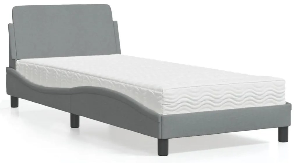 Cama com colchão 80x200 cm tecido cinzento-claro