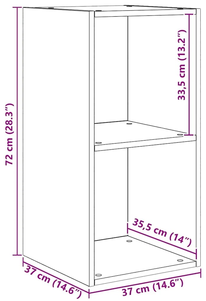 Gabinete de TV de Parede 4 pcs Carvalho preto 37 x 37 x 72 cm