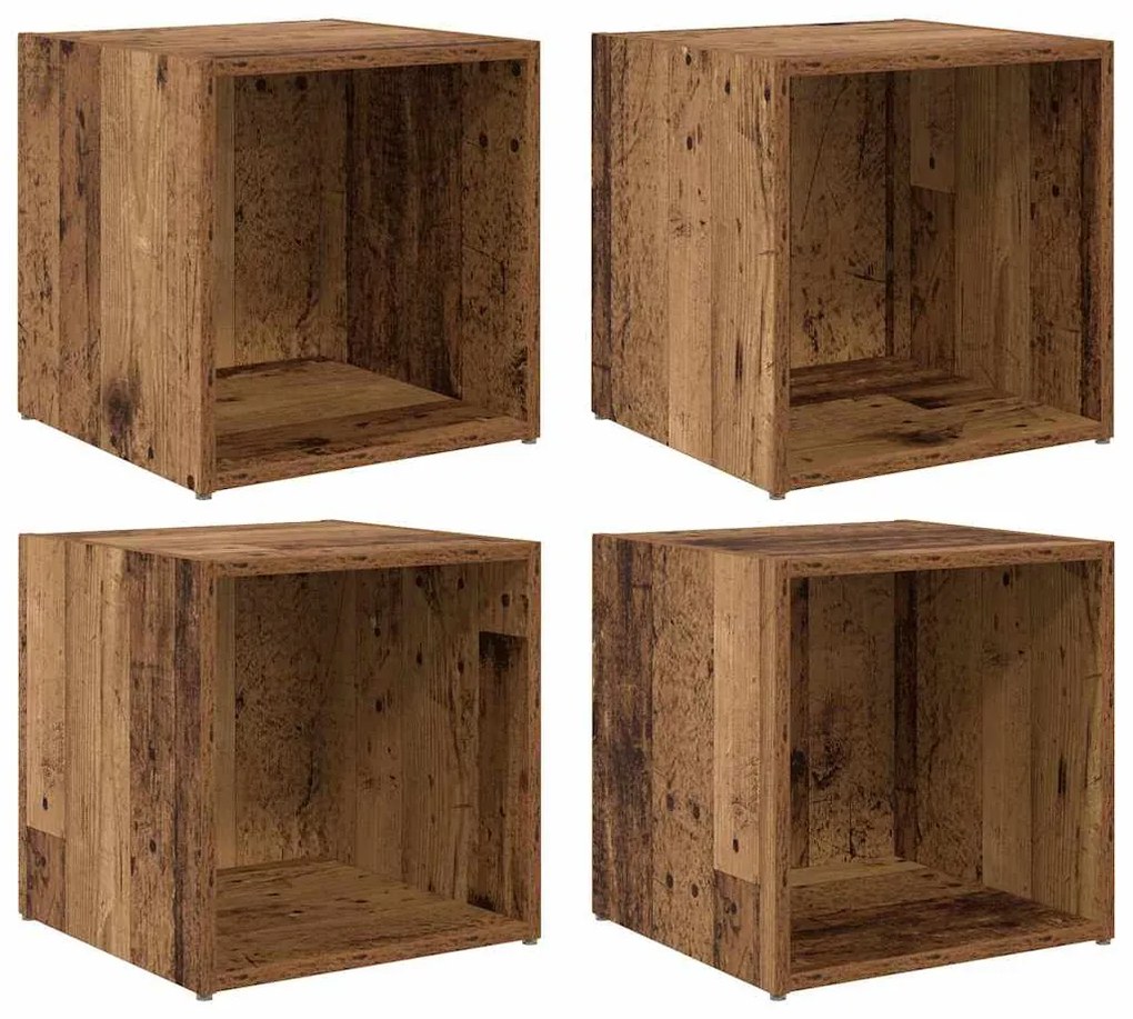 Armários de TV - 4 pcs - Madeira Velha - 37 x 35 x 37 cm - Madeira de