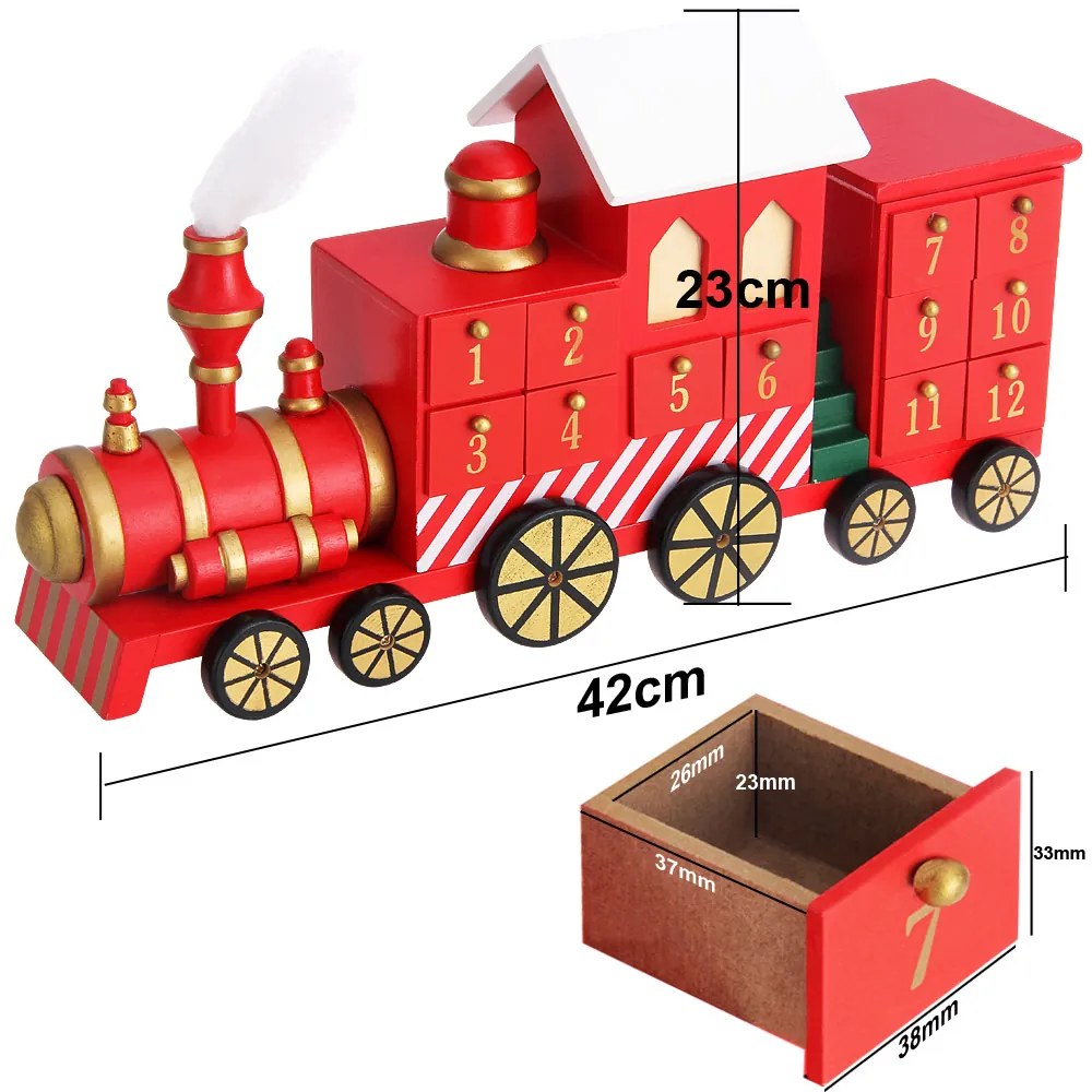 Calendário do Advento Locomotiva 42 x 23 x 11 cm Multicolorido