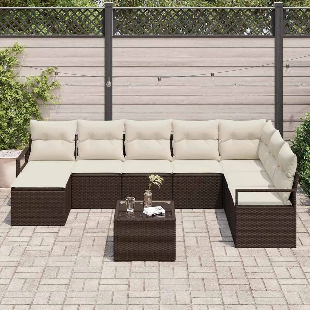 Conjunto de Sofá de Jardim em 8 Peças com Almofadas de Rattan Sintétic
