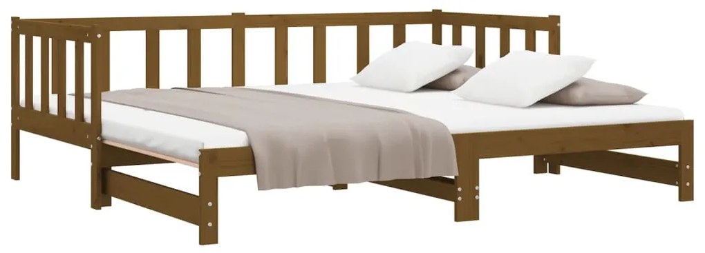 Estrutura sofá-cama de puxar 2x(90x190)cm pinho maciço castanho