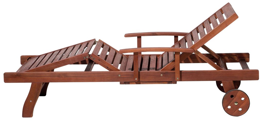 Espreguiçadeira de jardim em madeira de acácia com almofada creme TOSCANA Beliani