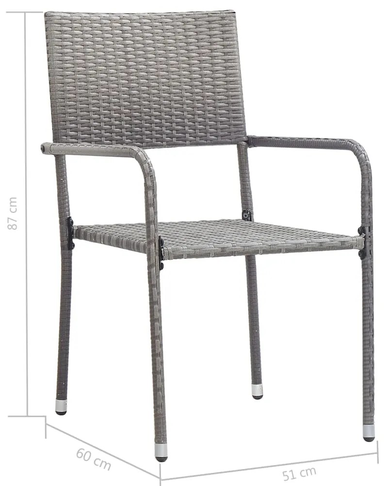 3 pcs conjunto de jantar para jardim vime PE antracite e cinza