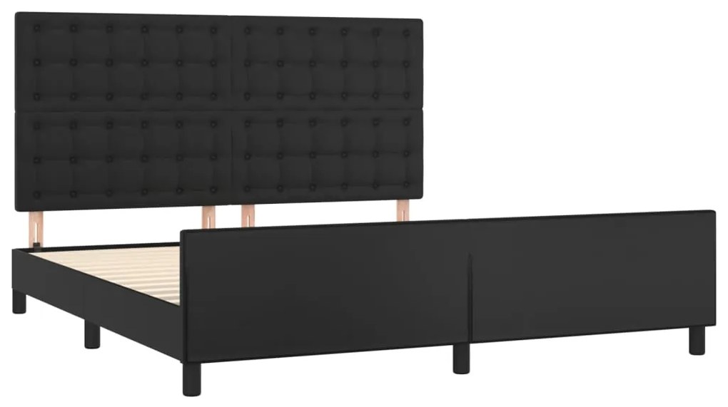 Estrutura cama c/ cabeceira 160x200 cm couro artificial preto