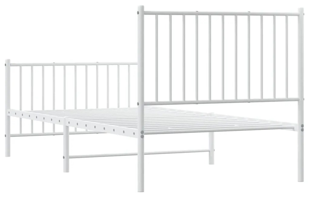 Estrutura de cama com cabeceira e pés 90x190 cm metal branco