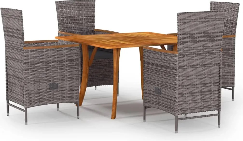 vidaXL 5 pcs conjunto de jantar para jardim cinzento