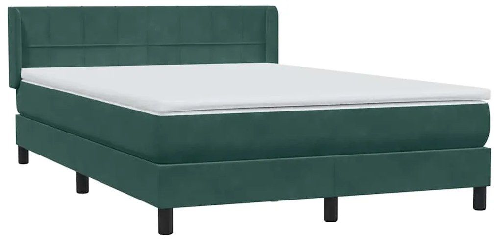 Box Cama primavera com Colchão Verde Escuro 140x210 cm Veludo
