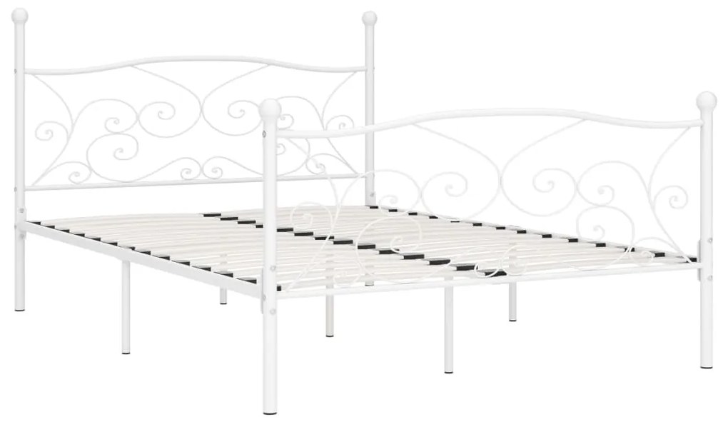 Estrutura de cama com estrado de ripas 160x200 cm metal branco