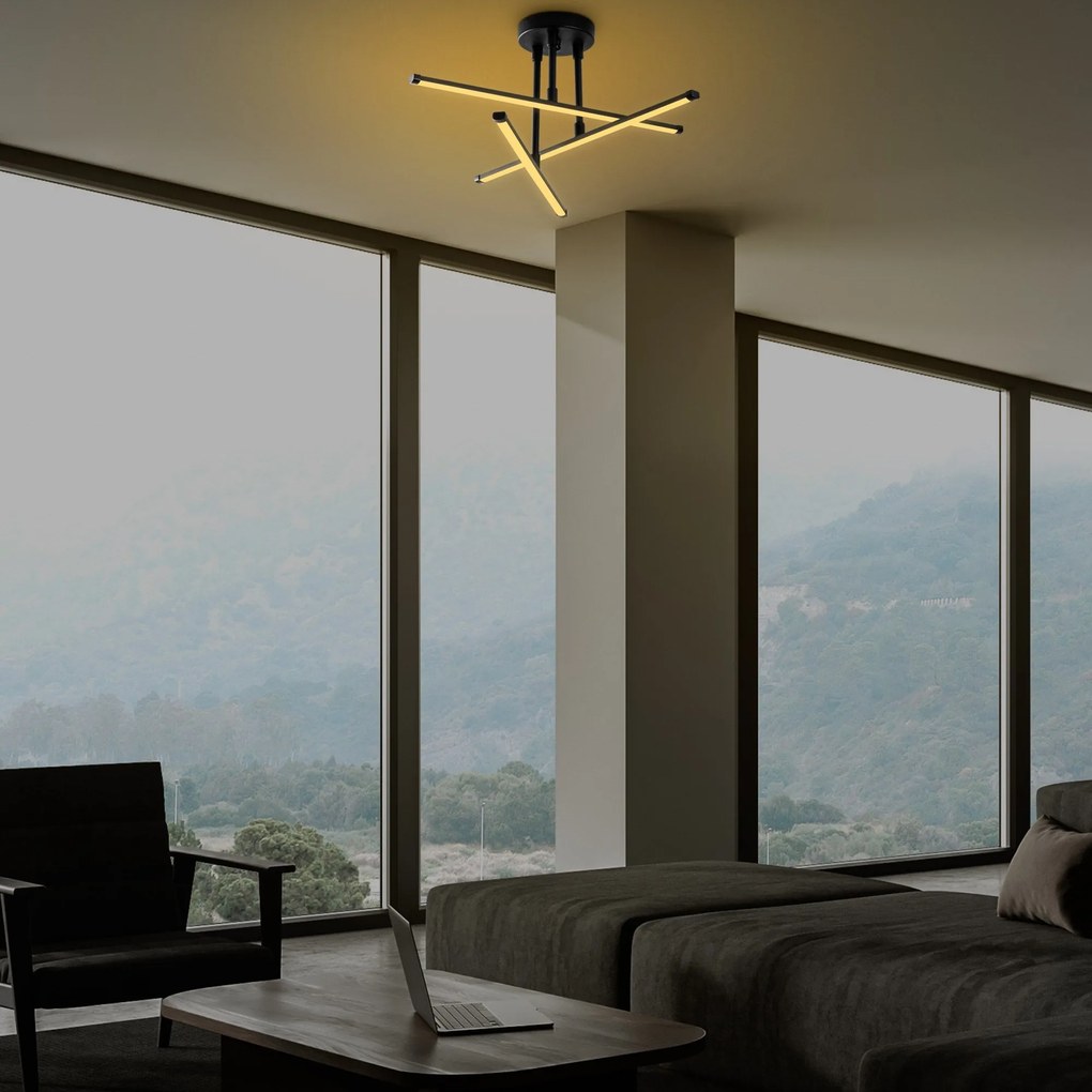 Candeeiro de Teto Ledflower – Preto – 51x26x51 cm