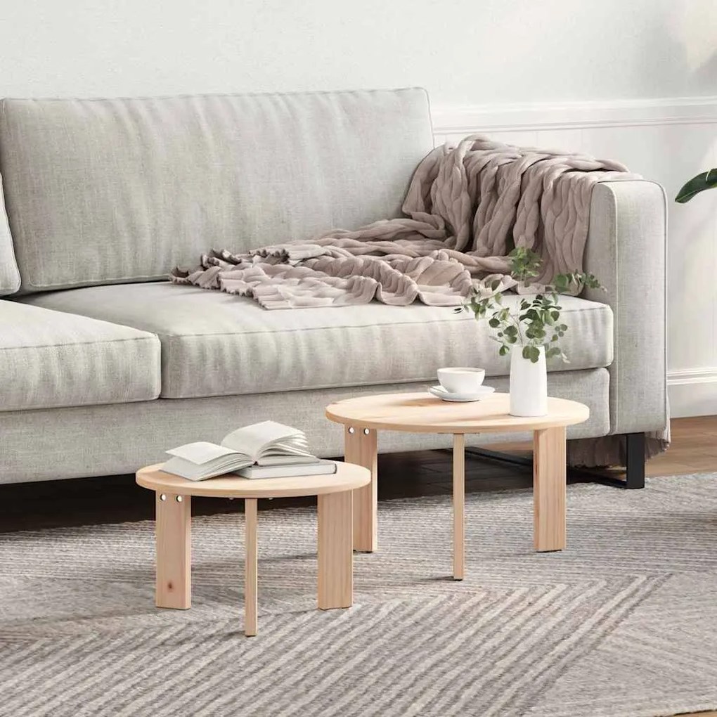 Conjunto de Mesas de Café 2 pcs Natural 47.5 x 47.5 x 27 cm