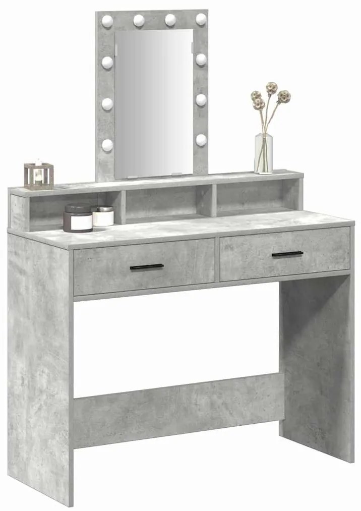 Mesa de Maquilhagem vidaXL com Luzes LED Cinza Claro 100x41x140 cm