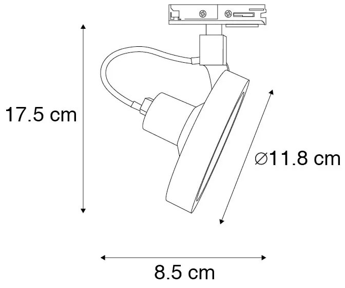 Foco de trilho monofásico preto - Go
