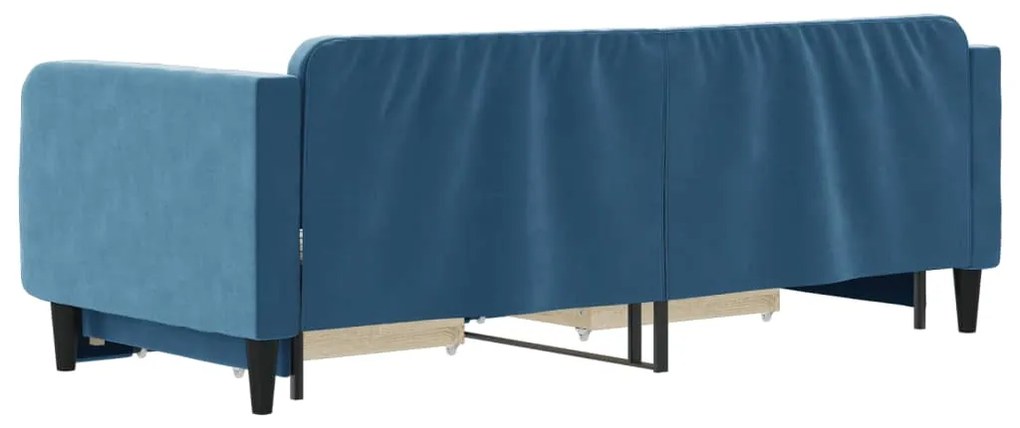 Sofá-cama com gavetão e gavetas 90x200 cm veludo azul
